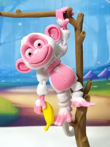 3D Printed Monkey 3 Inches Poseable Articulated Toy, Fidget Fun Jungle Animal AM001-PINK