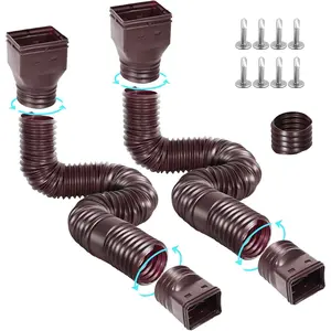 Flexible Gutter Downspout Extensions, Connectable Downspout Extender with 58"+ 67" Extendable Pipe, Thickened Down spout Drain Extension for Rainwater Drainage(2 Pack, Brown)