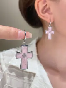 Classic Cross Crystal Earrings for Women, Elegant Party Jewelry, Perfect Gift for Hip Hop Lovers, Unisex Fashion Accessories, Cross Dangle Earring