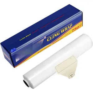 Plastic  Wrap with Slide  Kitchen Cling Wrap 12 inch Professional  Polyethylene Materials Quick Cut 750 Ft  Service Cling Film Wrap for Restaurant