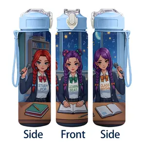 K-Pop Pattern Sport Water Bottle, 750ML/26oz Plastic, Leakproof Water Bottle, Leak-Proof Pop-Up Lid, Ideal for Outdoor Activities, Fitness, Yoga, Gifts, Portable Sports Bottle