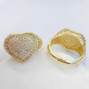 White CZ Heart 14k Gold Plated High Quality Gemstone Ring for Women