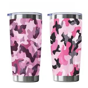 1pc 20oz. Two sets of camouflage powder series stainless steel insulated cups. Multi-color cool camouflage full printing. Car-mounted portable water cup. It is an exquisite gift for those who like camouflage style. Suitable for home, office and outdoor ca