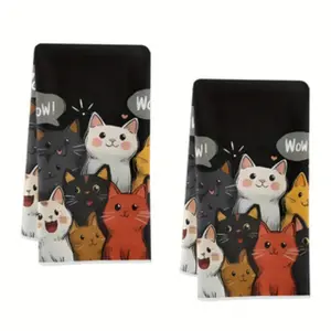 2-Piece Cat Kitchen Towel Set, Dishwashing & Hand Drying Cloth, Perfect Gift for Neighbors, Friends, Mom, Birthday Present