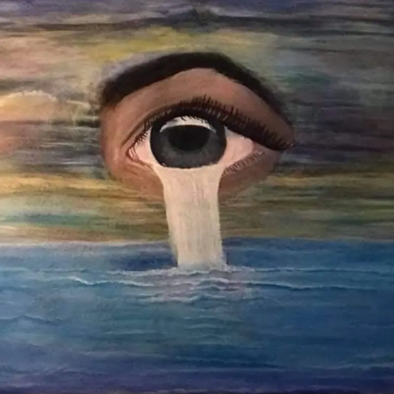 Tears Of God - Artistic Eye Painting with Emotional Expression and Symbolic Design