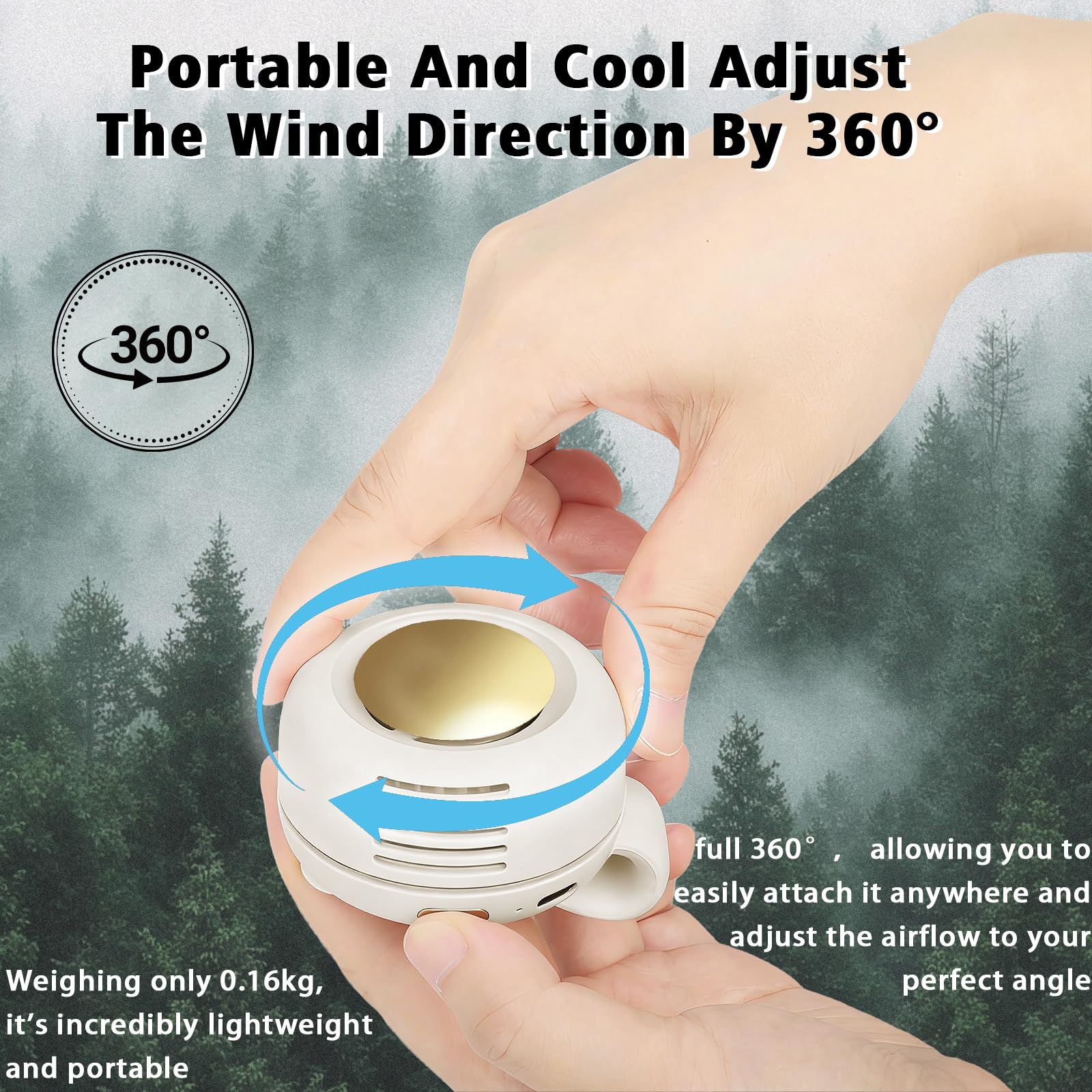 2026 Portable Clip On Bladeless Mini Fan, Silent Hands Free Personal Fan, 3 Speed Adjustable USB Cooling Fan for Outdoor Travel Office Sports, Summer Travel Accessories & Gift (White)