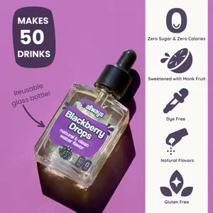 Allways Drops Natural Blackberry Water Enhancer Drops | Sugar-Free, Zero Calories, Monk Fruit Sweetened | Glass Bottle for On-the-Go Hydration | Kids & Adults | 50 Drinks | Flavor Life, Allways