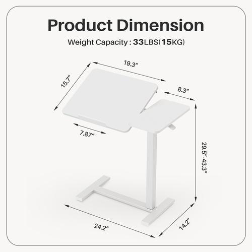 Adjustable Overbed Table with Wheels, Mobile Rolling Laptop Desk, Tilting Bedside Table for Laptop, Bed, Sofa, and Office Use, Black Adjustable Overbed Table with Wheels, Mobile Rolling Laptop Desk, Tilting Bedside Table for Laptop, Bed, Sofa, and Office Use, Black