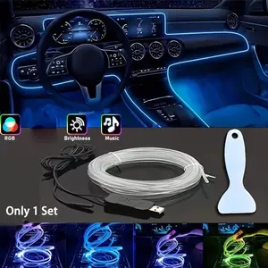 Car Atmosphere Light with USB Car Ambient Light RGB Color Strip, LED Interior Neon Light Strips, DIY Decorative Lights for Bedroom Bar, Car Light Embellishments