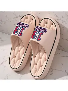 1 pair of slippers with the numbers "13" and "CAUFIELD" printed on them, unisex, thick-soled pillow slippers, men's and women's slippers, EVA sole, lightweight and soft open-toe, shower slippers, suitable for indoor and outdoor beach use