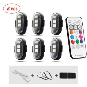 RGB Led Aircraft Strobe Light Remote Wireless Motorcycle Flash Light Warning Lights for Bike Car Multifunctional free