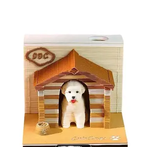 Pet Cottage 3D Sticky Notes 240 Sheets 8.5x8.5x6.8 cm Clear Protective Box 391 g Net Weight 477 g Total Weight