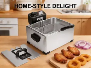 5L Extra Large Deep Fryer with 3 Baskets – Family-Size 1400W High-Heat Frying, 21-Cup Capacity, Easy Clean, Perfect Gift for Home Cooking & Family Meals
