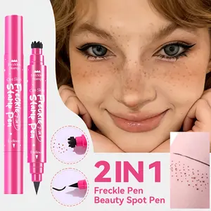 Dual-Tip Freckle Eyeliner/Freckle Pen/Eyeliner, Y Texture, Effortless Ink Flow, Dark Brown + Black / Light Brown + Black, Long-lasting Color Payoff, Waterproof and Sweatproof, Smudge-proof, No Clumping, Dual-ended Creating