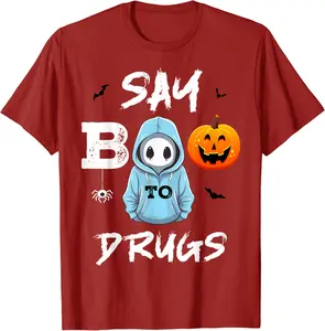 Say Boo To Drugs Funny Halloween Red Ribbon Week Awareness T-Shirt - Jhunbacan Shop 75B0CL2PZRG3