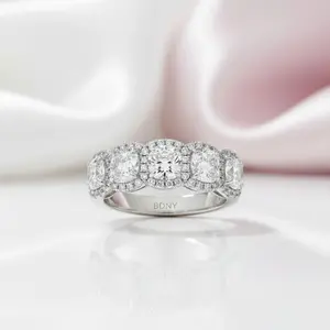 Halo Six Cushion Cut Diamond Option Wedding Band Ring