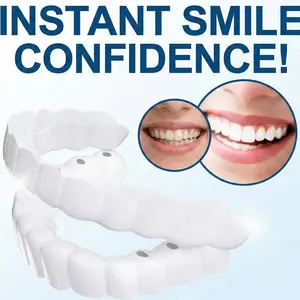 【3 PACK】Instant SnapOn Veneers Teeth Whitening Smile Cover Ceramic Temporary Comfortable Fit Reusable Moldable Confident Shine New Year 2026 Party Essential for Men Women Photo Ready Upper Teeth Accessory