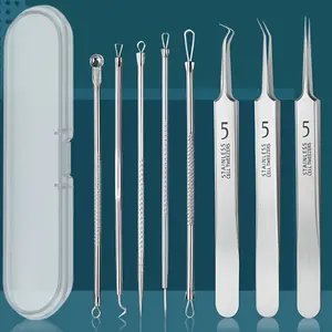 8-Piece Blackhead Removal Kit, Stainless Steel Acne Extractor Tools, Professional Pimple Removal Set for All Skin Types, Pore Tweezer Tools, Pore Removal