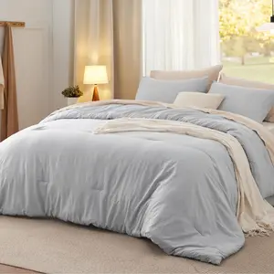 Bedsure King Size Comforter Set Light Grey Soft Prewashed Bedding for All Seasons 3 Pieces GentleSoft™ Warm Down Alternative Bed Set Valentine Gift