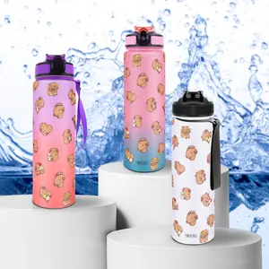 32oz Capybara Themed Gradient Inspirational Water Bottle, BPA Free and Leak Proof, Ideal for Sports, Fitness and Outdoor Adventures, Hydration Tumbler