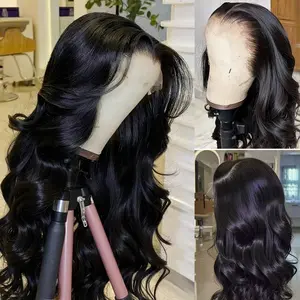 13X6 Wear And Go Glueless Wigs 9X6/6X4 Lace Closure Human Hair 180% Density Pre Plucked Pre Cut 13X4 HD Body Wave Lace Closure Wigs For Women Glueless Wear To Go Natural Black Color 30-32 Inches Length