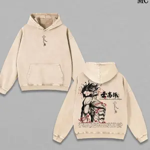 Eren Yeager Attack on Titan Hoodie & Tee Washed – Vintage Oversized Heavy Cotton Double Printed Front & Back Anime Manga Graphic Hoodie / T-Shirt, Retro Unisex Streetwear Top, The Rumbling Collector Edition, AOT Hoodie & Tee Washed Z69