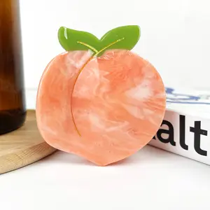 Peach claw clip, fruit hair clips