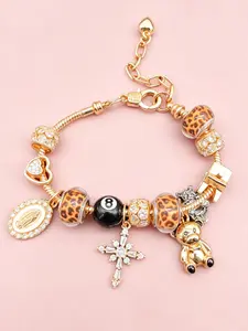 Women's Adjustable Bracelet Set with Pool Ball, Star, Cross Charms, Leopard Print & Time Charms, Party Jewelry Gift for Valentine's, Mom, Mother's Day