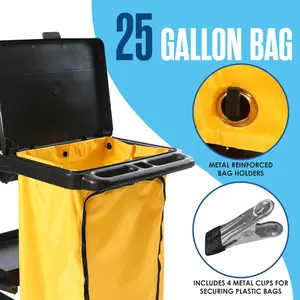 Houseables Cleaning Cart, Janitorial Cart, Cleaning Caddy with Wheels, for Housekeeping, Janitor, Custodian, House Keeping, Maintenance, Rolling Supply Organizer, Custodial, Maid, Commercial, 440 LB