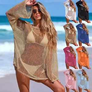 European Style Shiny Hollow Snowflake Beach Dress Off Shoulder Bikini Cover Up Sun Protection
