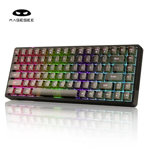 MageGee Light84 Custom Wireless RGB Backlit Gaming Keyboard for Laptops, 84-Key Gasket Structure, Hot-Swappable, 3-Way Connections, Translucent Keys, EVA Double Layer Sound Deadening Pad, Quiet Cavity Sound, Smooth Feel, Windows-Dual System Compatible, Rg