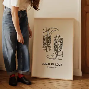 Walk In Love Western Christian Wall Art Cowboy Decor Bible Verse Poster No Frame Christian Apartment Decor Housewarming Gift Prints