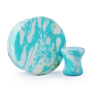 Ocean Howlite Stone Mayan Flare Plugs