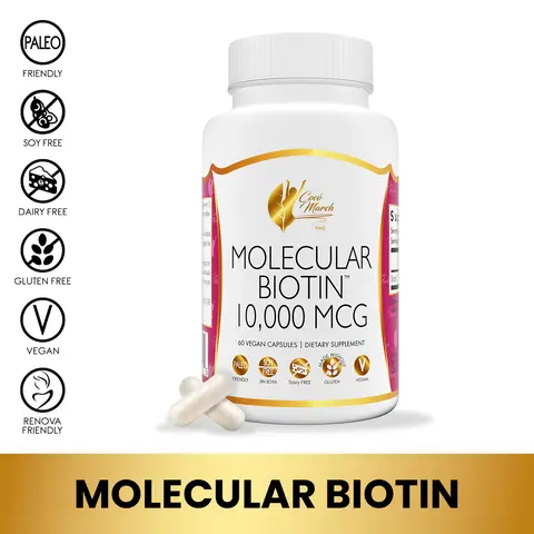 Cocó March N.M.D Molecular Biotin Wellness Supplement, Dietary Supplement to Support Healthy Skin, Growth of Hair and Nails - 60 Capsules per Pack