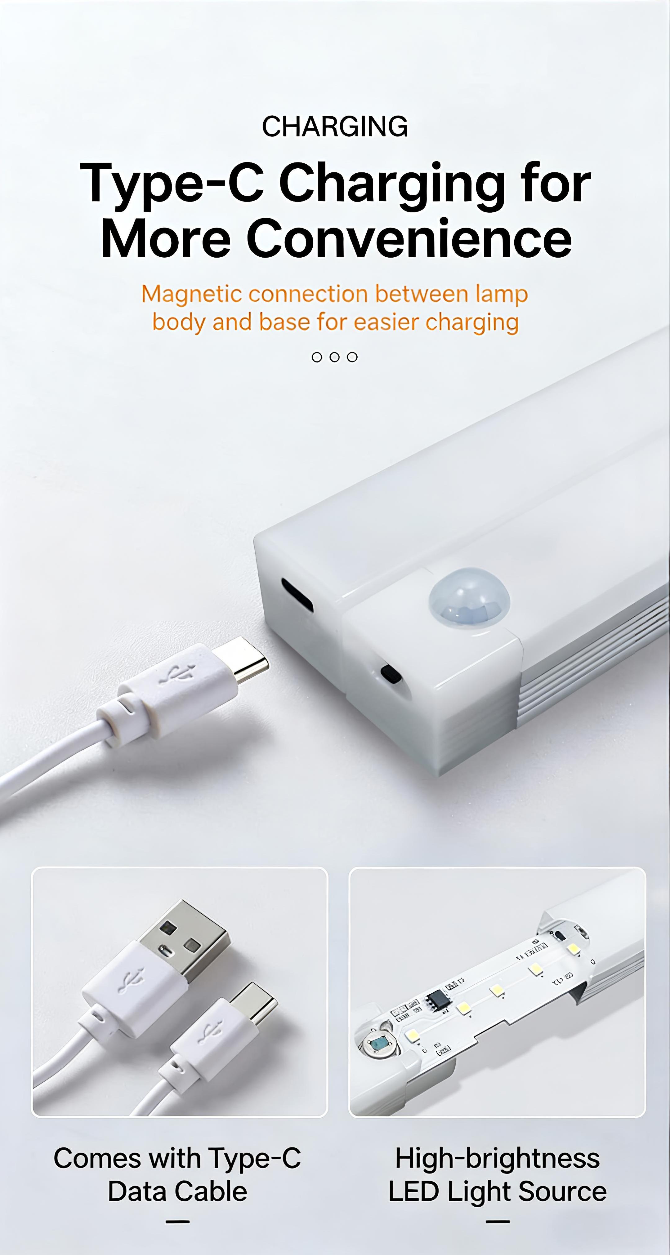 6pcs Magnetic Under-Cabinet LED Lights,Rechargeable, Human-Sensor, Motion SensorLamp, Ideal for Kitchen, Bedroom, Closet, SinkArea - Modern Downlighting with Long-LastingLithium Polymer Batteries, Under CabinetLighting