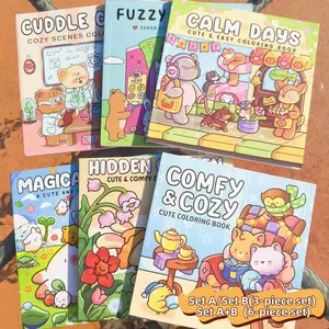 High-Quality Cute Coloring Book Set, 3-Piece/6-Piece, Thick Paper, Rich Patterns, Stress Relief Drawing, Perfect Gift for Holidays, Holiday Present
