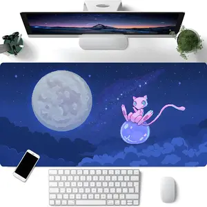 Starry Night Pink Creature Pixel Art Gaming Mouse Pad, Mouse and keyboard pad, Non-Slip Rubber Base with Reinforced Stitched Edge, Night Sky Aesthetic Design, Durable Desk Mat for Gaming & Office, Gift for Gamer Boys & Anime Enthusiasts