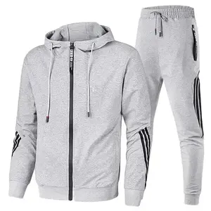 NewMenTracksuit2PiecesMen'sWinterJacketCasualZipperJacketsSportswear+PantsSweatshirtFleeceHoodieSportsSuit
