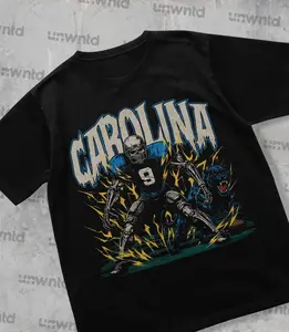 Carolina Football Shirt - Graphic Tees - Skeleton Shirt - Merch Tee - Gift Shirt - Bootleg Shirt - Skeleton Football Shirt - Panthers