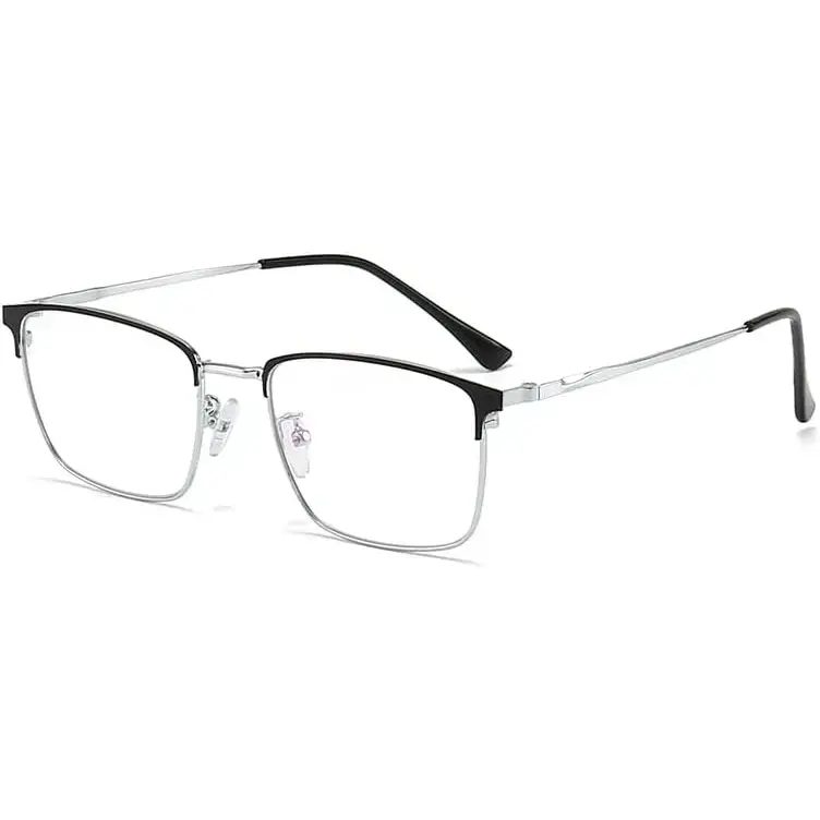 Nearsighted Glasses for Men, Oversized Full Metal Frame with High-Definition Vision Correcting Lenses, Blue Light Blocking for Driving, High Definition Glasses, Blue Light Blocking Lens, Statement Frame Glasses