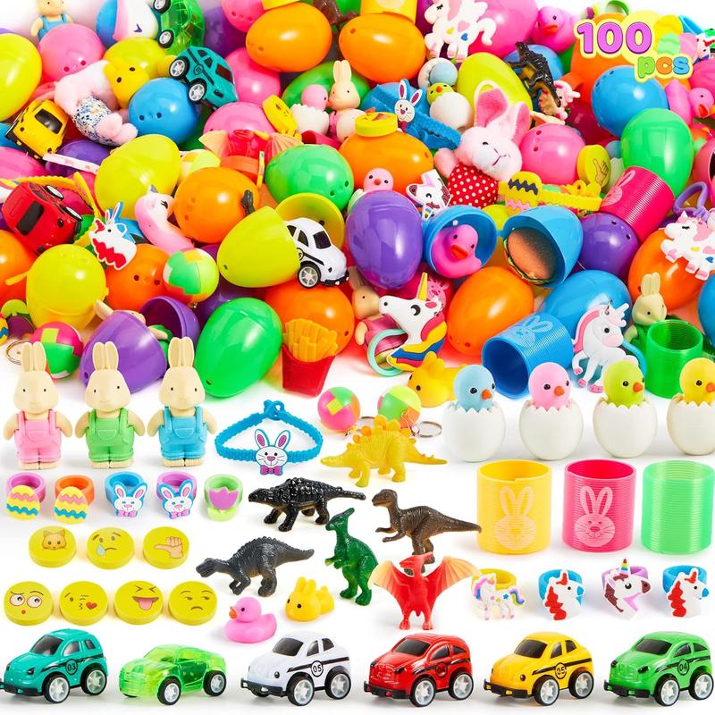 36pcs/48pcs/60pcs/80pcs/100pcs/120pcs/144pcs/160pcs/200pcs Prefilled Easter Eggs Toys and Stickers for Easter Egg Hunt, Filled with Toys Party Favors for Kids Boys Girls Easter Eggs Hunt, Basket Stuffers Fillers, Classroom Prize Supplies Kids Outdoor Play