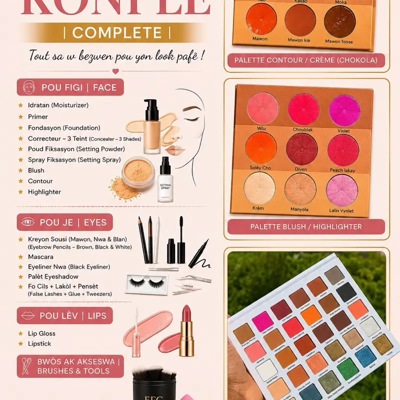 Kit Makiyaj konplè 21-Piece Complete Makeup Kit