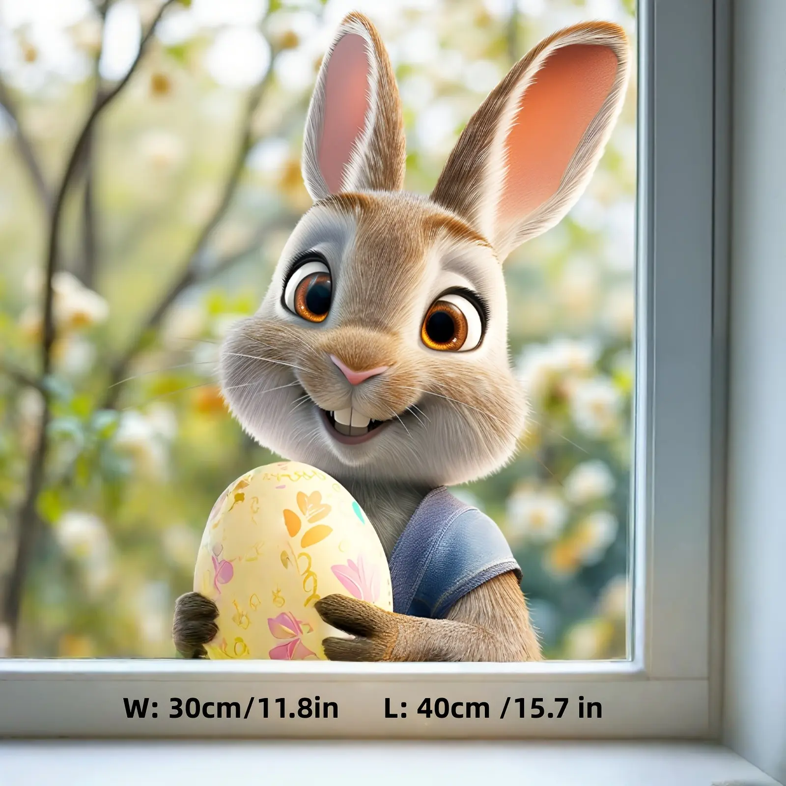 Reusable 3D Rabbit and Egg Window Stickers, Perfect for Glass Surfaces, Dual-Sided Visible, Easter Decoration for Living Room, Bedroom, Store Windows