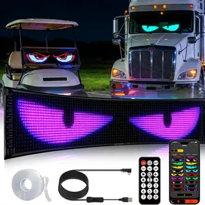 Razen-Bluetooth Controlled LEDDevil Eyes Sign,Flex LED Display for Car,LED Signfor Car,Suitable for Windows of Cars #Summervibes Medium-Sized Trucks.Wireless Bluetooth LEDMatrix Sign Gift for Men Car Interior Decorative Led Lights Car Decals Led Grill Emb