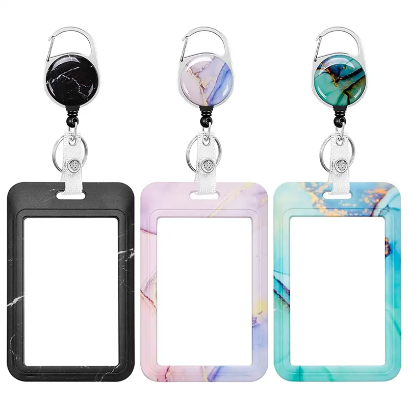 3-Pack Heavy Duty Badge Holders with Retractable Reel, Carabiner Clip, ID Name Tag Card Protector Cover Case for Home Appliance & Vacuum Floor Care Workers, Teachers, Nurses, Doctors