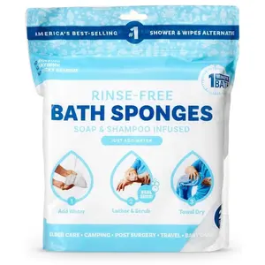 Absorbent Rinse-Free Bathing Wipes, 25-Pack Disposable Toilet Towels - All-in-1 No-Rinse Daily Body Cleansing Wipes for Quick, Easy Home Care Supplies Use