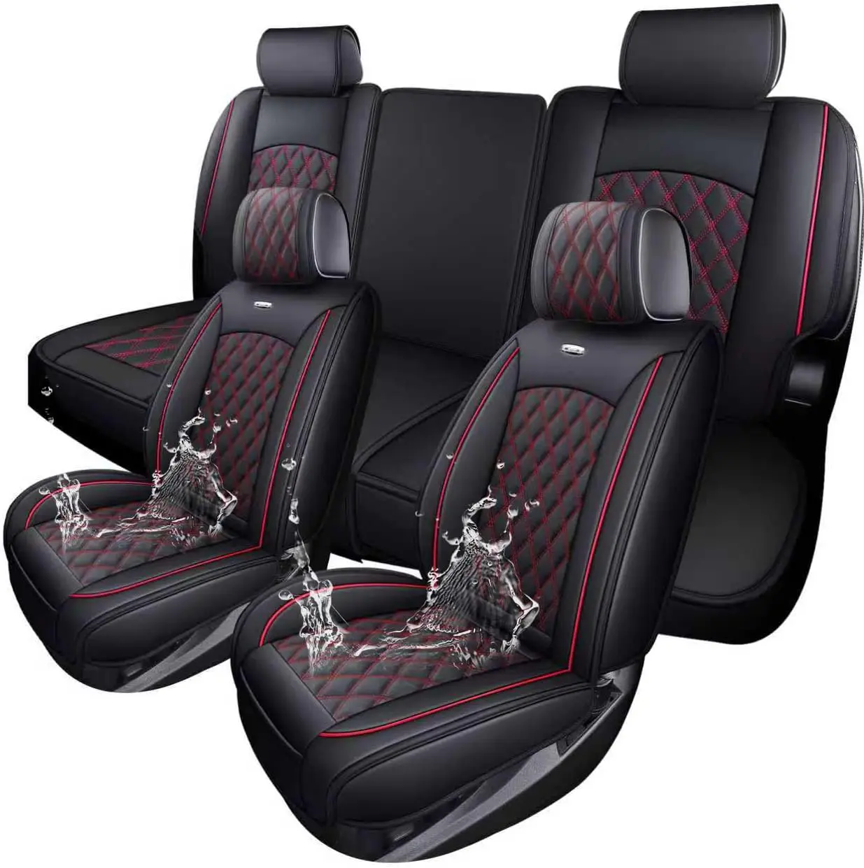 Silverado Truck Seat Covers for Chevy Silverado GMC Sierra Trail Boss Z71 Pickup 2007-2026 1500 2500HD 3500HD Crew Double Extended Cab Waterproof Leather