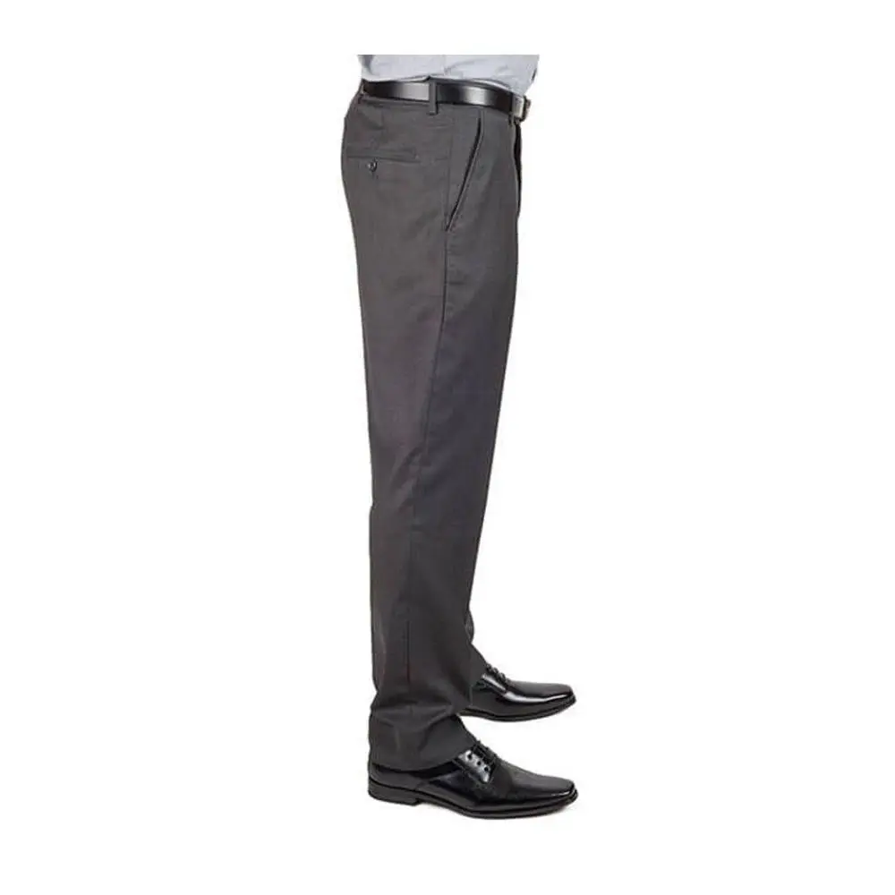 Solid Charcoal Grey Slim Fit Mens Dress Pants Flat Front Trouser Slacks By AZARMAN