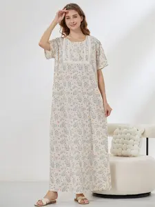 Women's All Over Print Loungewear Dress, Casual Soft Comfortable Short Sleeve Nightgown for Daily Home Wear, Ladies Sleepwear for All Seasons, Womenswear