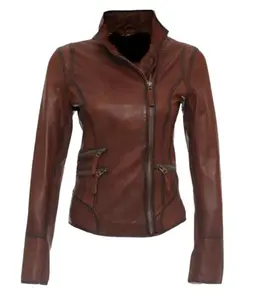 Beautiful Soft Vintage Look Leather Jacket For Women Brown biker Jacket Genuine Leather Jacket Gift For Her Womenswear Check